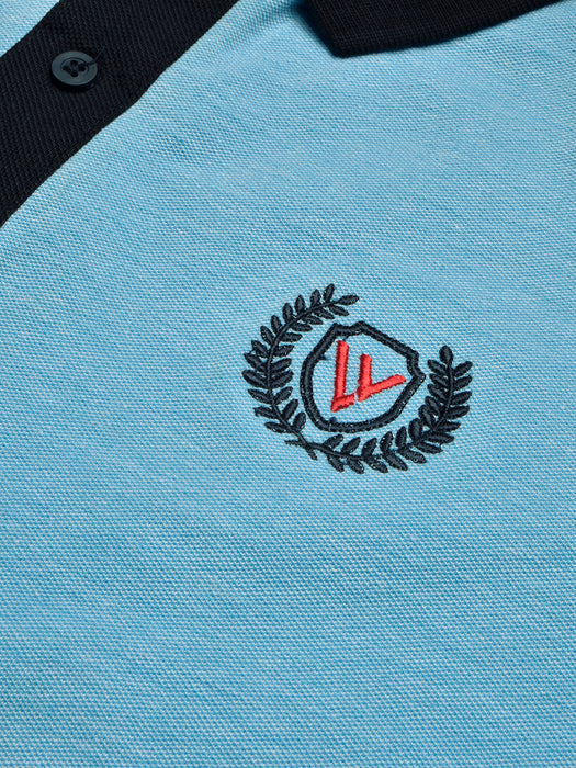 LV Summer Polo Shirt For Men-Sky Melange & Dark Navy-BR13087