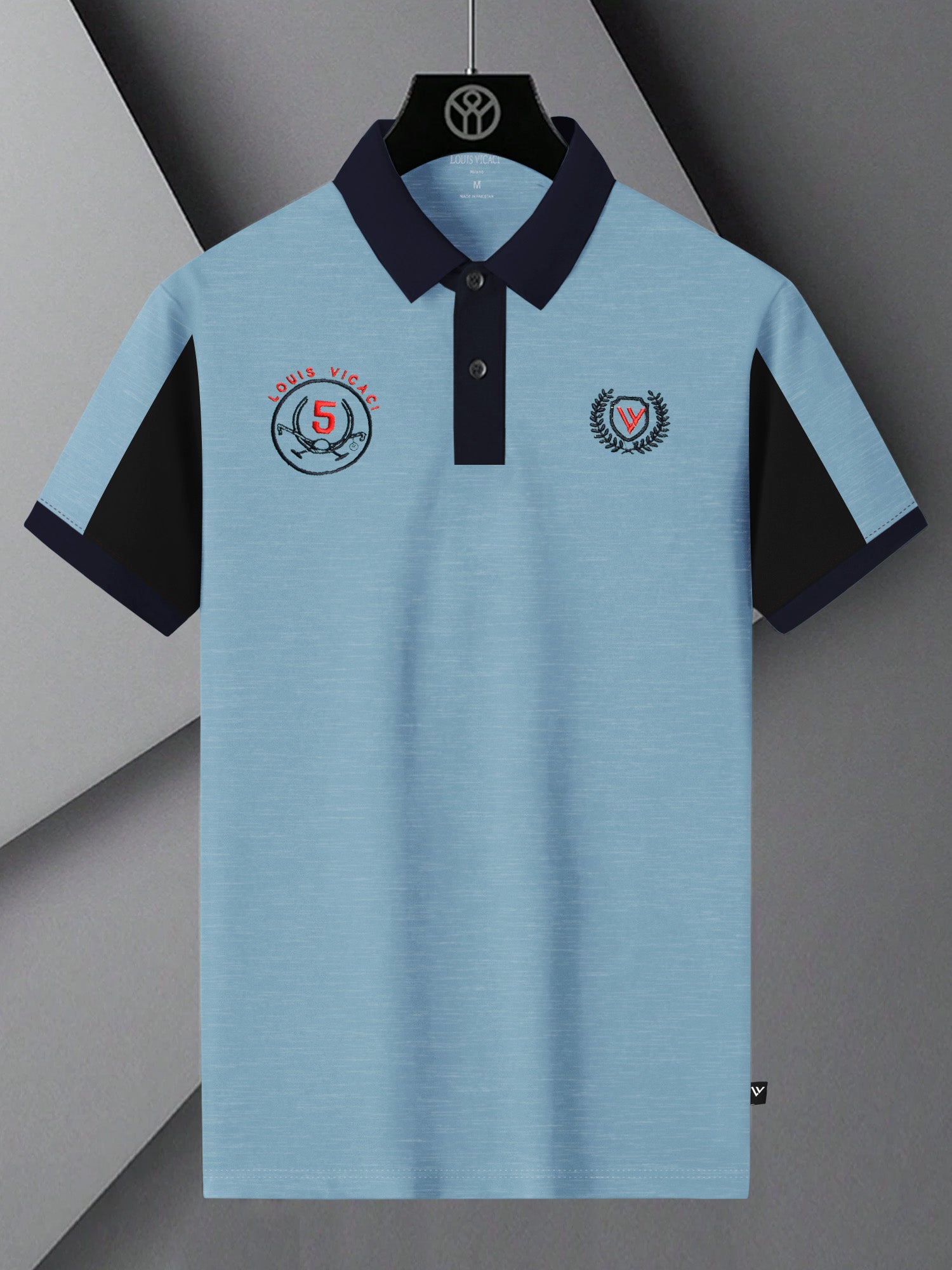 Summer Polo Shirt For Men-Sky & Dark Navy-BR13104