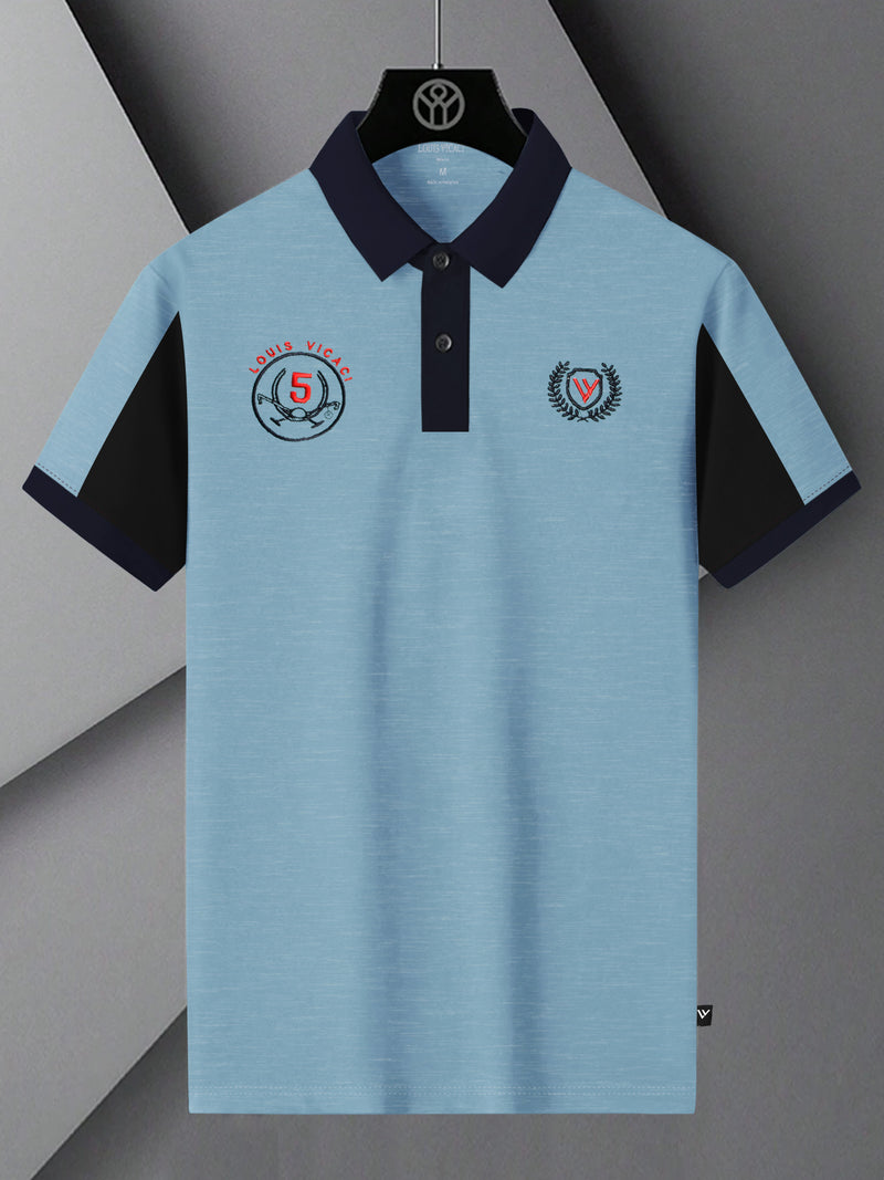 Summer Polo Shirt For Men-Sky & Dark Navy-BR13104