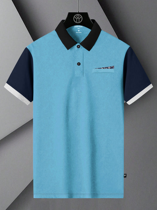 LV Summer Polo Shirt For Men-Sky with Navy-BR12968