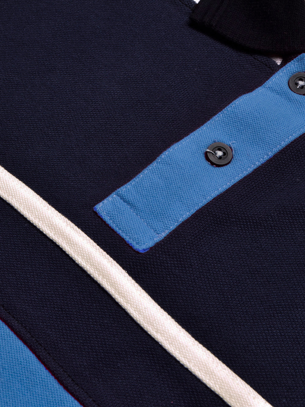 Summer Polo Shirt For Men-Sky with Off White & Navy Panel-BR13116