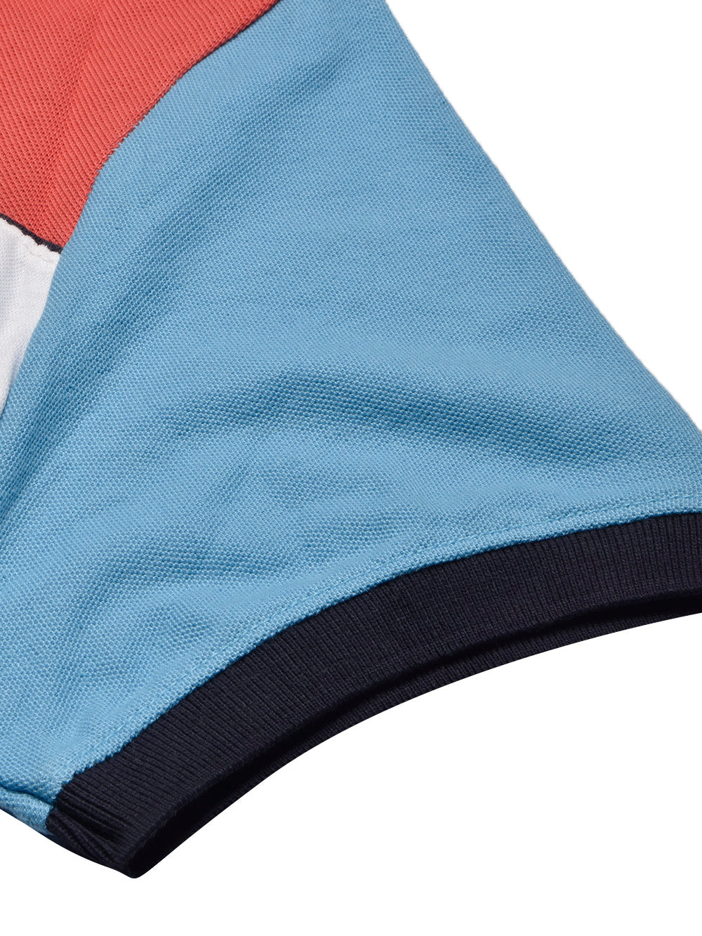 LV Summer Polo Shirt For Men-Sky with White & Coral Orange Panel-BR13023