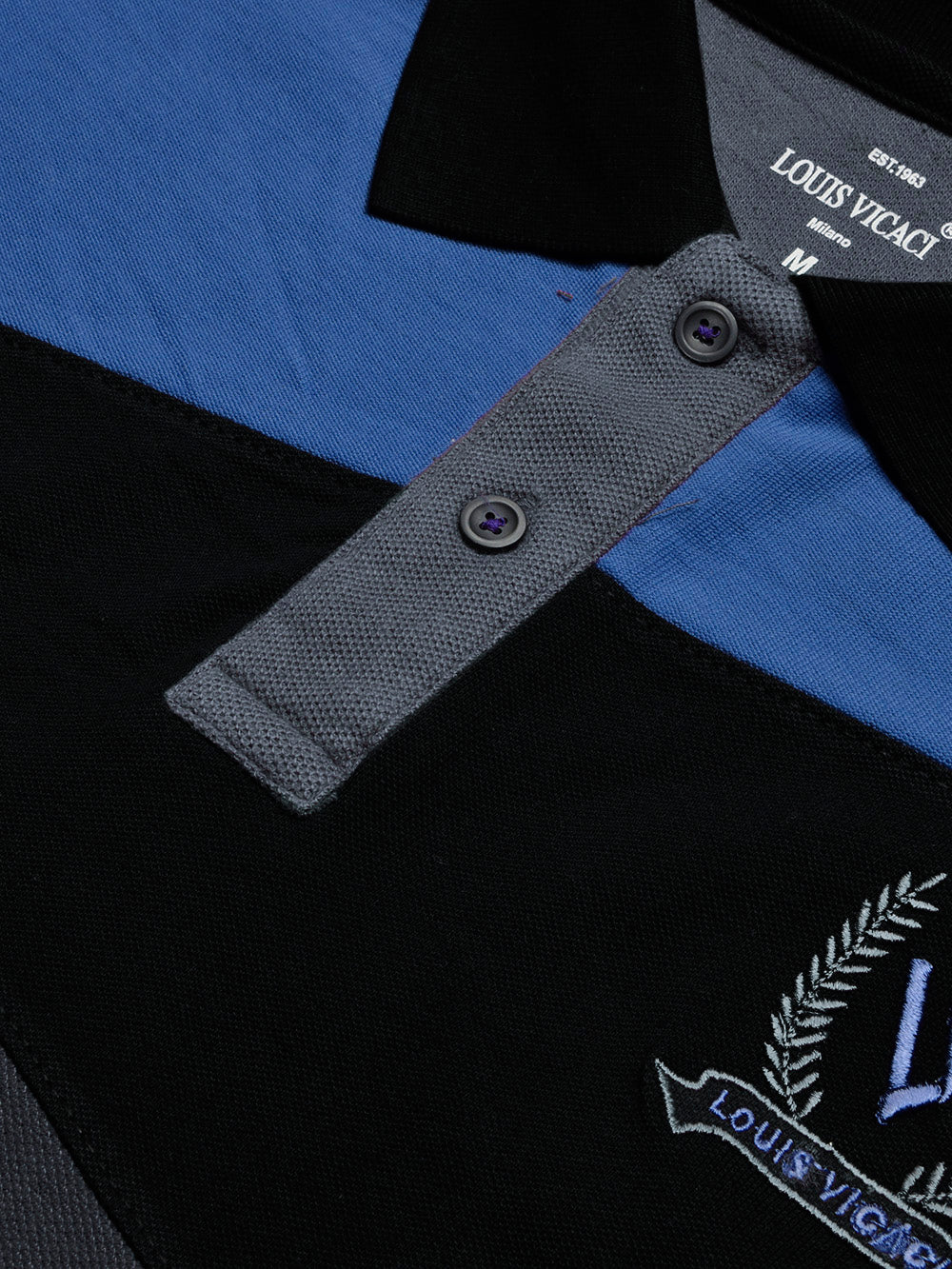 Summer Polo Shirt For Men-Slate Blue with Black & Blue-BR13026
