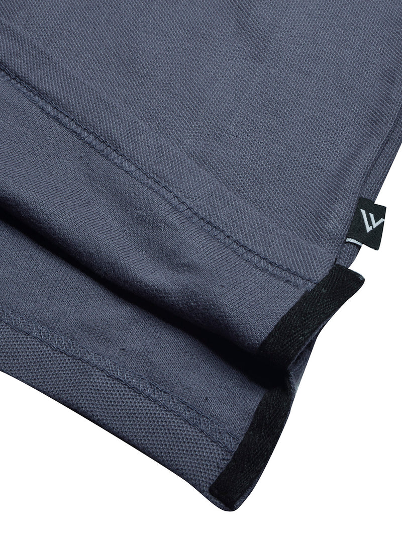Summer Polo Shirt For Men-Slate Blue with Black & Blue-BR13026
