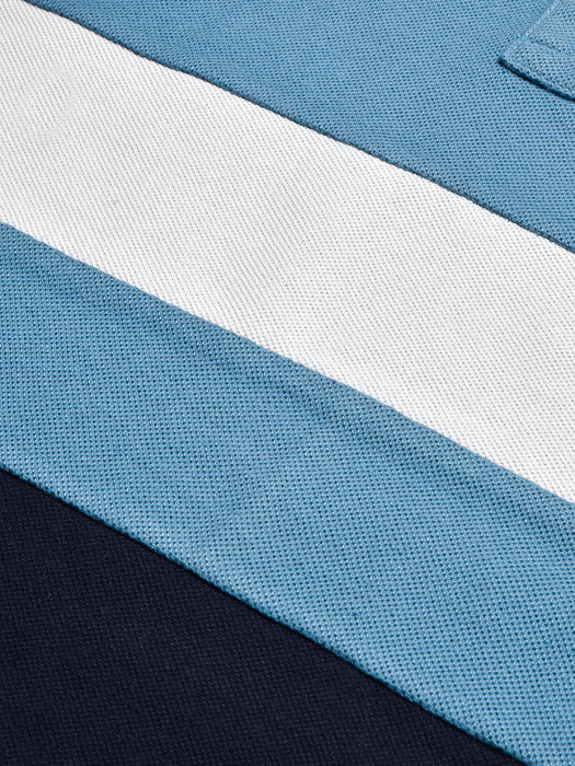 LV Summer Polo Shirt For Men-Slate Blue with White & Navy Panel-BR13111