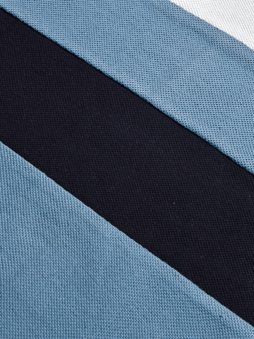 LV Summer Polo Shirt For Men-Slate Blue with White & Navy Panel-BR13111