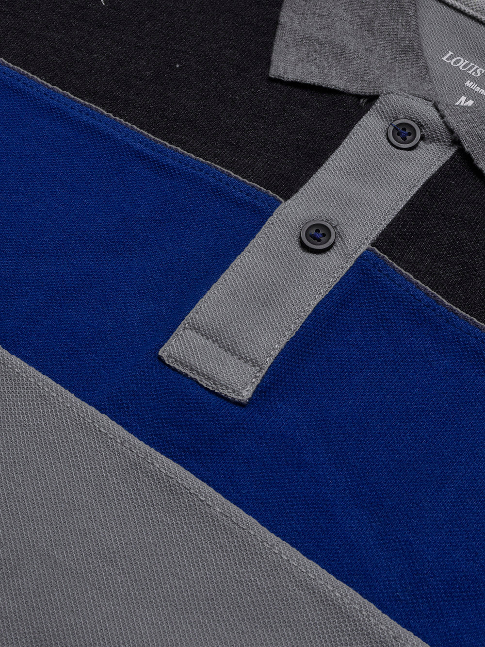 LV Summer Polo Shirt For Men-Slate Grey with Blue & Charcoal Panel-BR13034