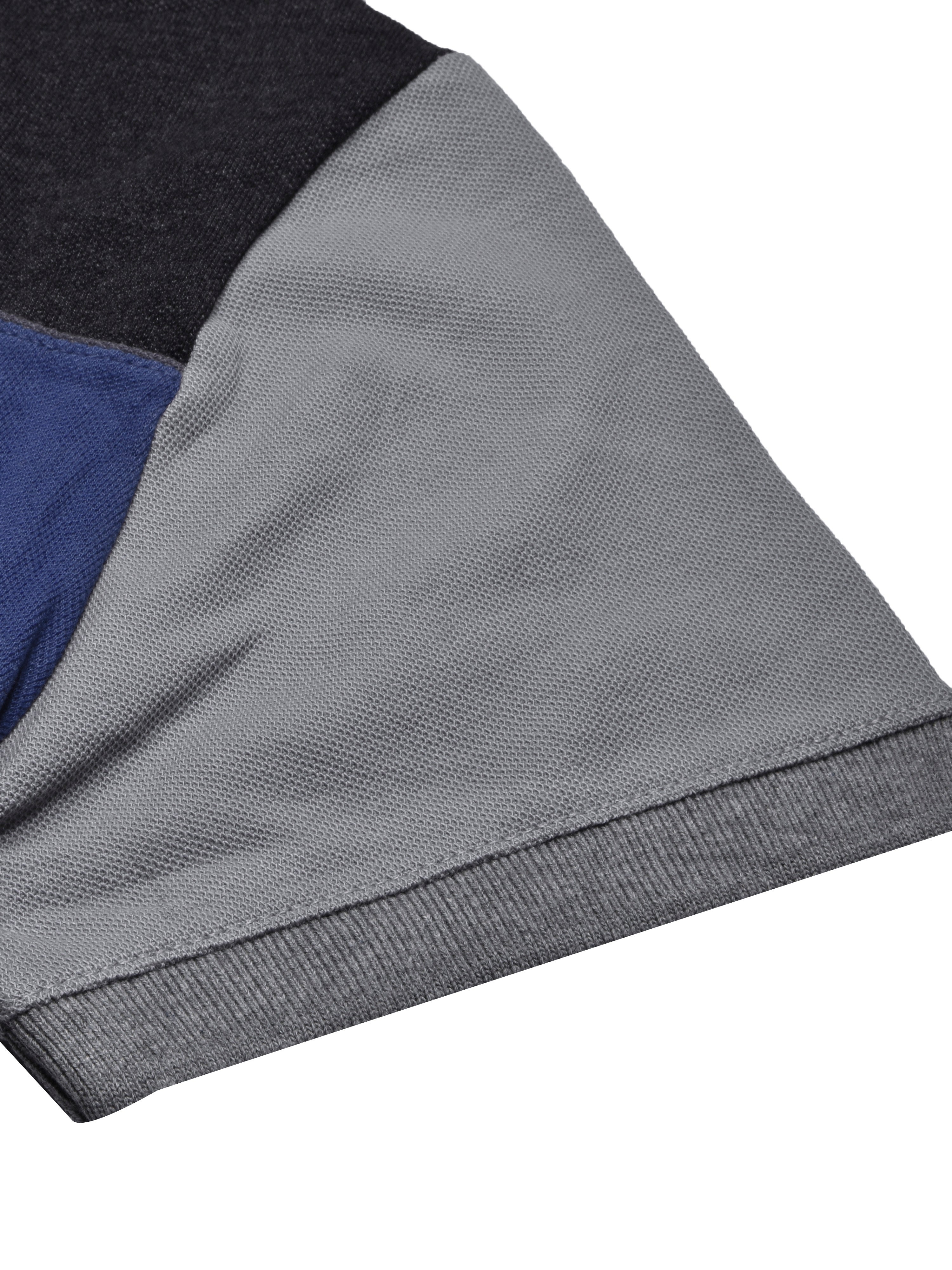 LV Summer Polo Shirt For Men-Slate Grey with Blue & Charcoal Panel-BR13034