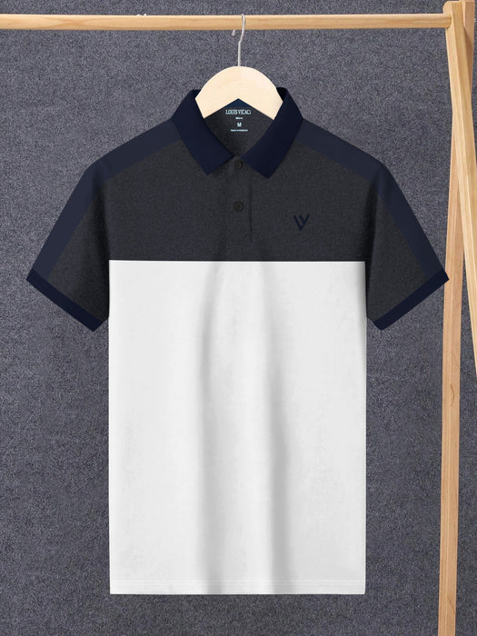 LV Summer Polo Shirt For Men-White with Charcoal-BR13058