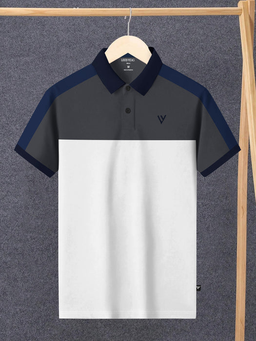 LV Summer Polo Shirt For Men-White with Dark Grey-BR13059