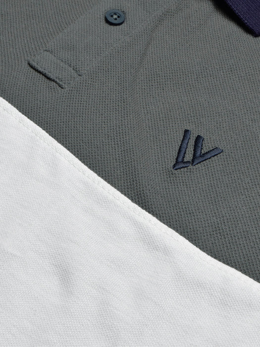 LV Summer Polo Shirt For Men-White with Slate Grey-BR13065