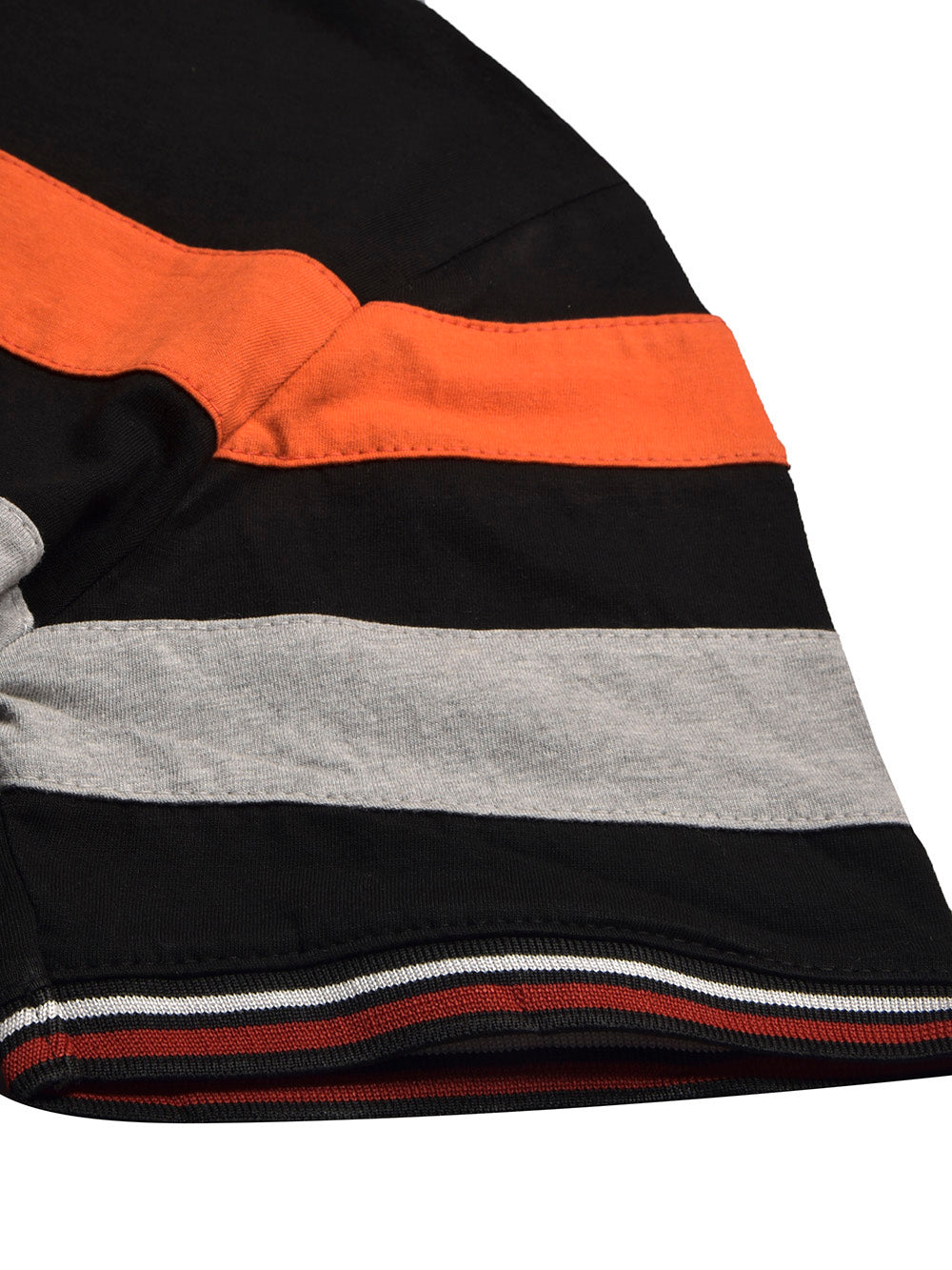 Summer Single Jersey Polo Shirt For Men-Black with Grey & Orange Panels-BR13931