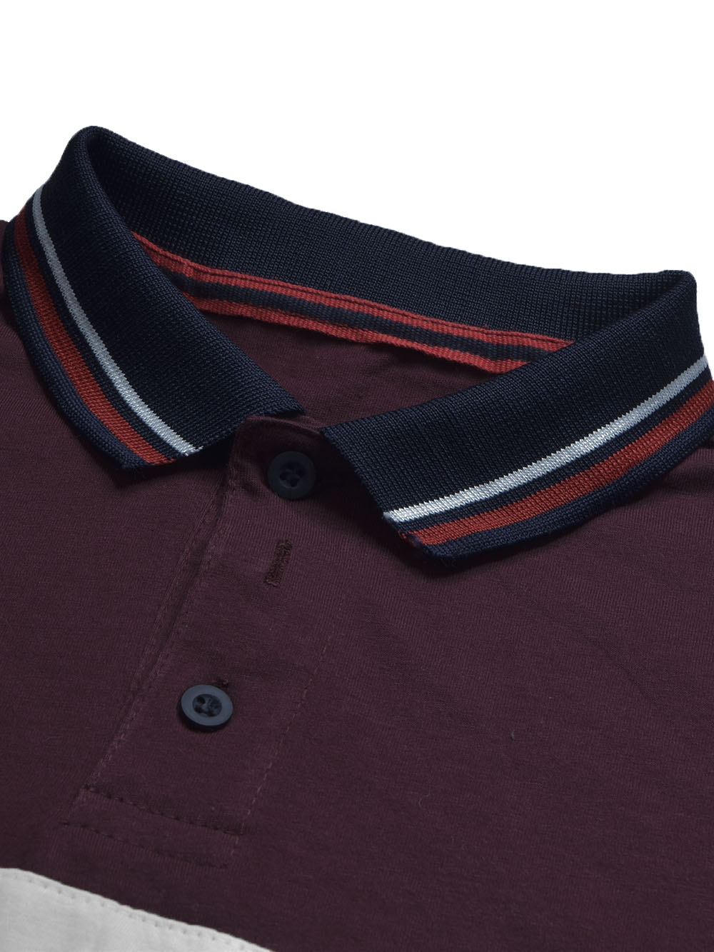 Summer Single Jersey Polo Shirt For Men-Maroon with White & Navy Panels-BR14011