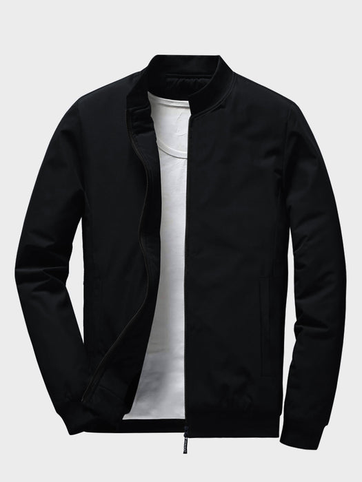 Louis Vicaci Stylish Zipper Mock Neck For Men-Black-BR965