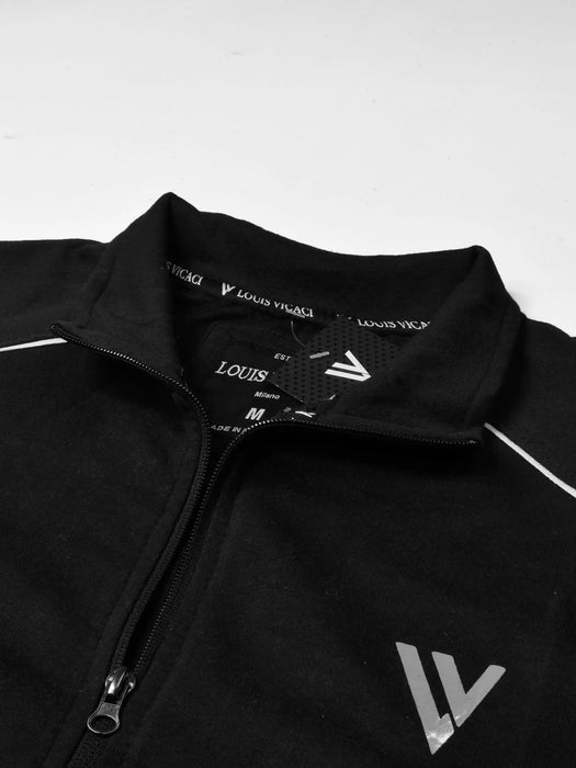 Louis Vicaci Fleece Zipper Tracksuit For Men Black-RT2125