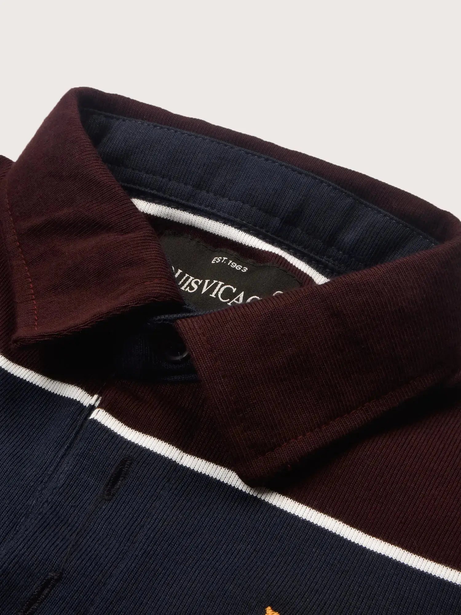 Louis Vicaci Long Sleeve Polo Shirt For Men-Maroon & Navy Stripe-BR899