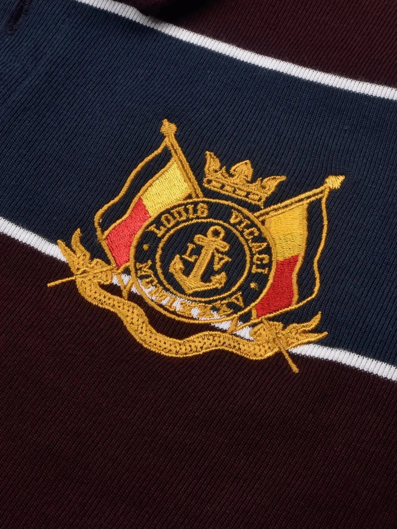 Louis Vicaci Long Sleeve Polo Shirt For Men-Maroon & Navy Stripe-BR899