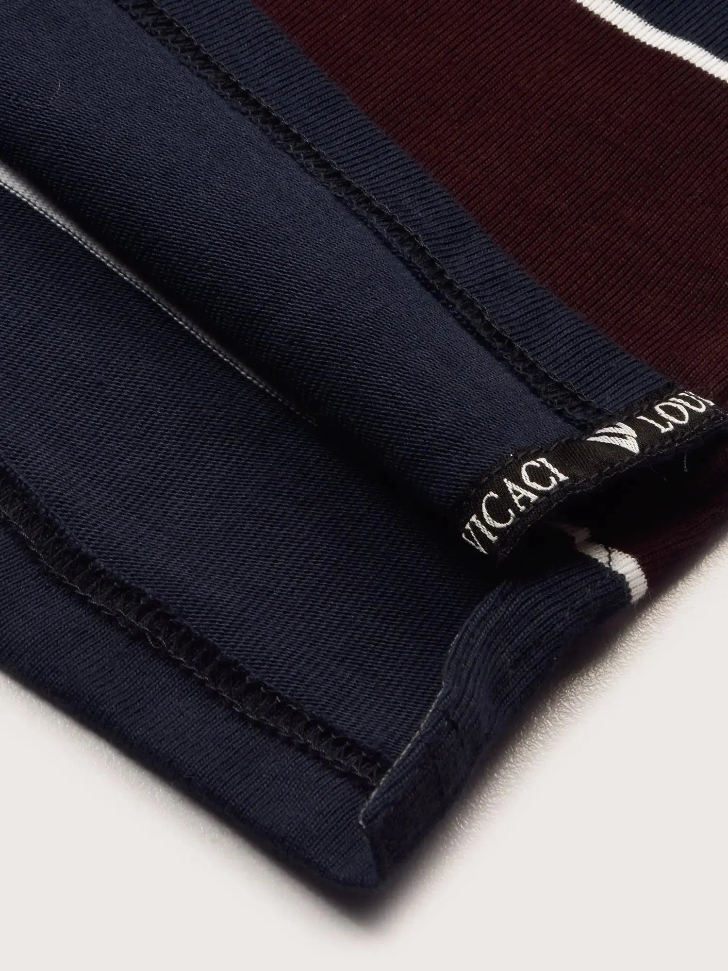 Louis Vicaci Long Sleeve Polo Shirt For Men-Maroon & Navy Stripe-BR899