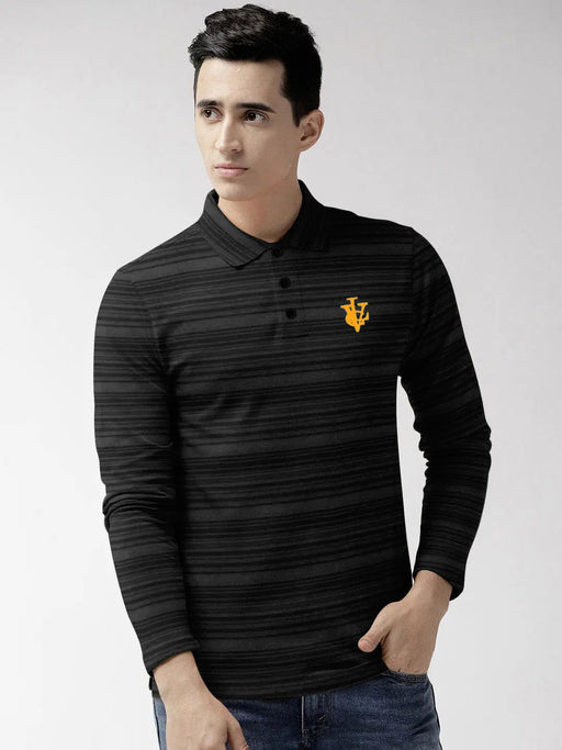 Louis Vicaci Long Sleeve Polo Shirt For Men-Brown with Black