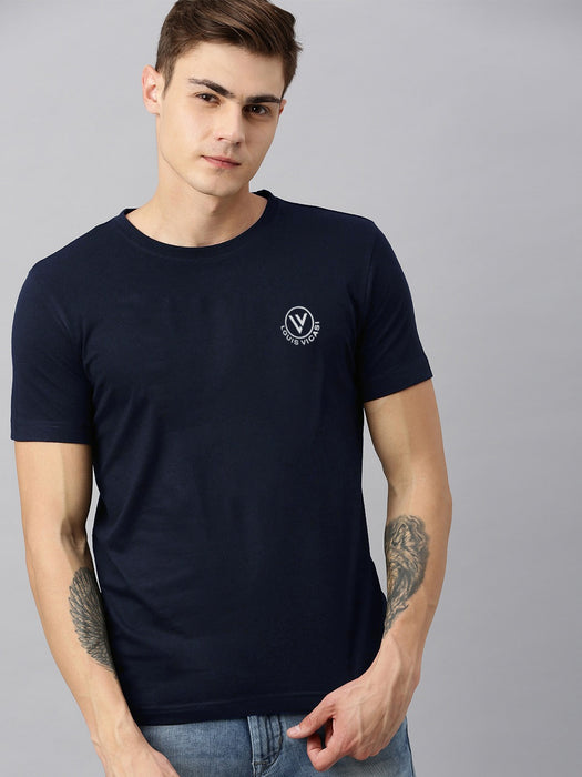 Louis Vicaci 4 Side Lycra Summer T Shirt For Men-Dark Blue-BR13284