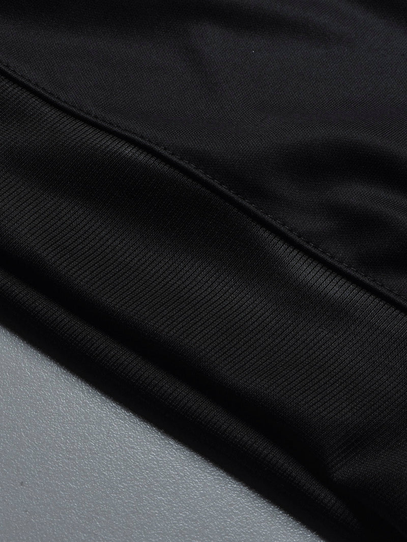 Louis Vicaci Active Wear Stylish Zipper Mock Neck with Logo For Men-Black-BE2052