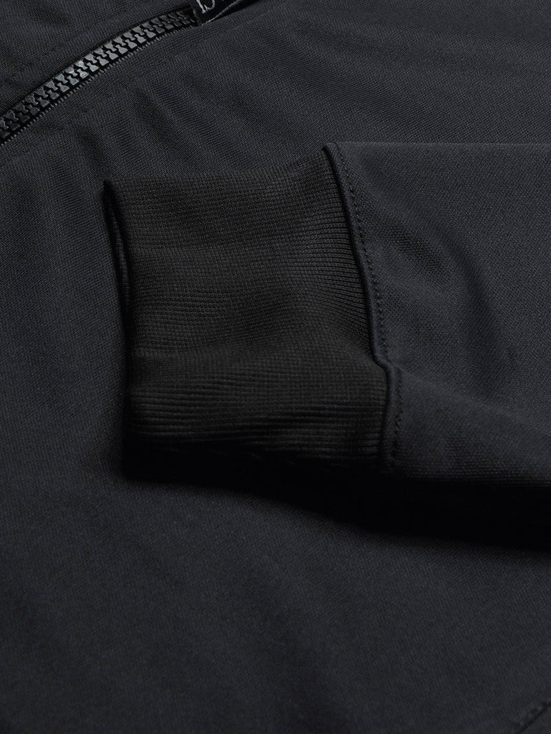 Louis Vicaci Active Wear Stylish Zipper Mock Neck with Logo For Men-Black-BE2052