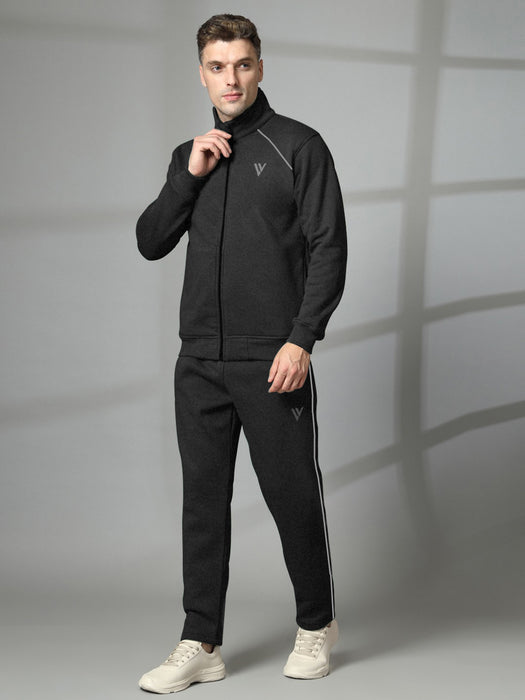 Louis Vicaci Fleece Zipper Tracksuit For Men Charcoal Melange-RT2124