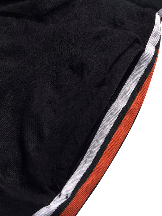 Louis Vicaci Jersey Lycra Lounge Short For Men-Black with Whtite & Orange Stripes-BR13914