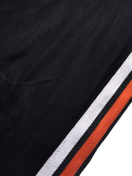 Louis Vicaci Jersey Lycra Lounge Short For Men-Black with Whtite & Orange Stripes-BR13914