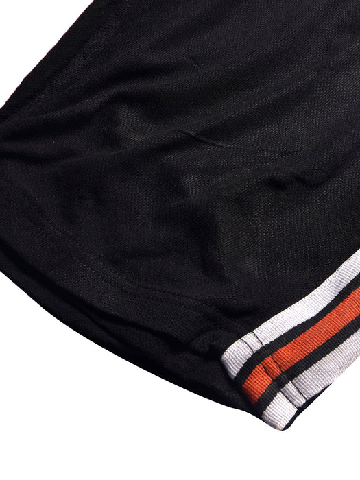 Louis Vicaci Jersey Lycra Lounge Short For Men-Black with Whtite & Orange Stripes-BR13914