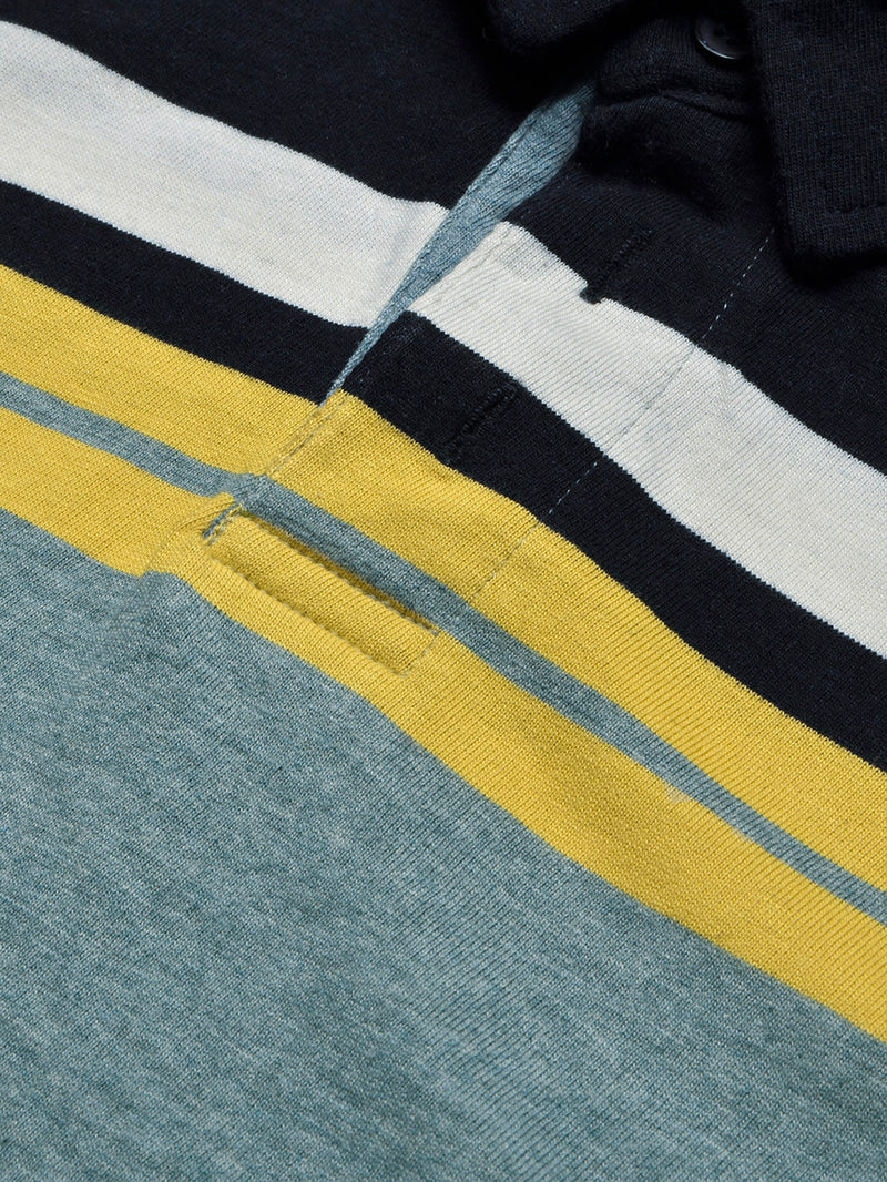 Louis Vicaci Long Sleeve Polo Shirt For Kids-Navy with Stripe-BR13195