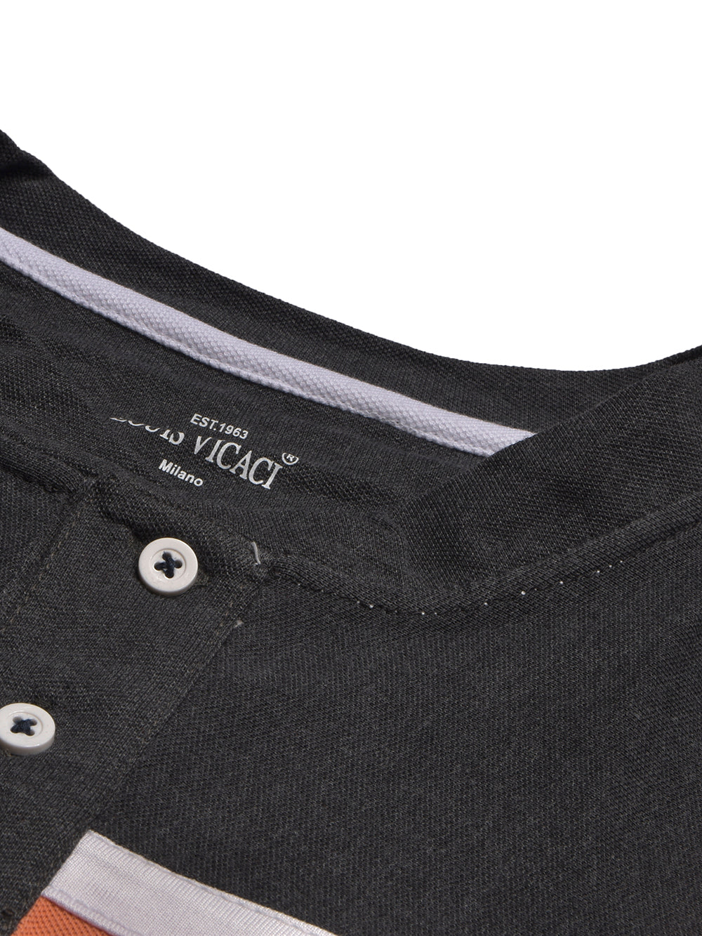 Louis Vicaci P.Q Long Sleeve Henley Shirt For Men-Charcoal Melange-BR13202