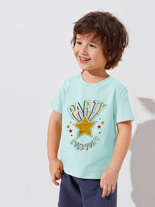 Louis Vicaci Single Jersey Tee Shirt For Kids-Ice Blue-BR13423