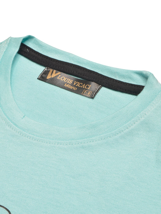 Louis Vicaci Single Jersey Tee Shirt For Kids-Light Cyan-BR13422