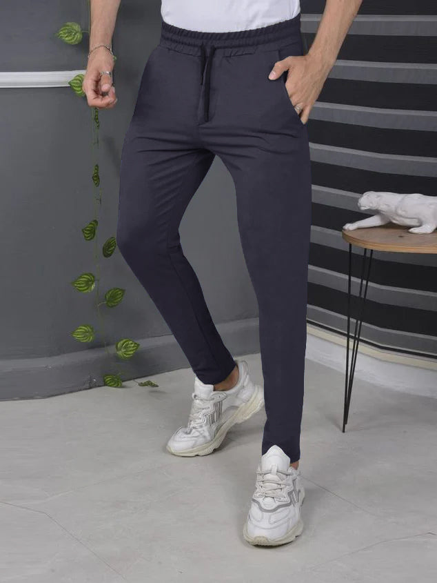 Louis Vicaci Slim Fit Lycra Trouser Pent For Men-Navy Purple-BE3289