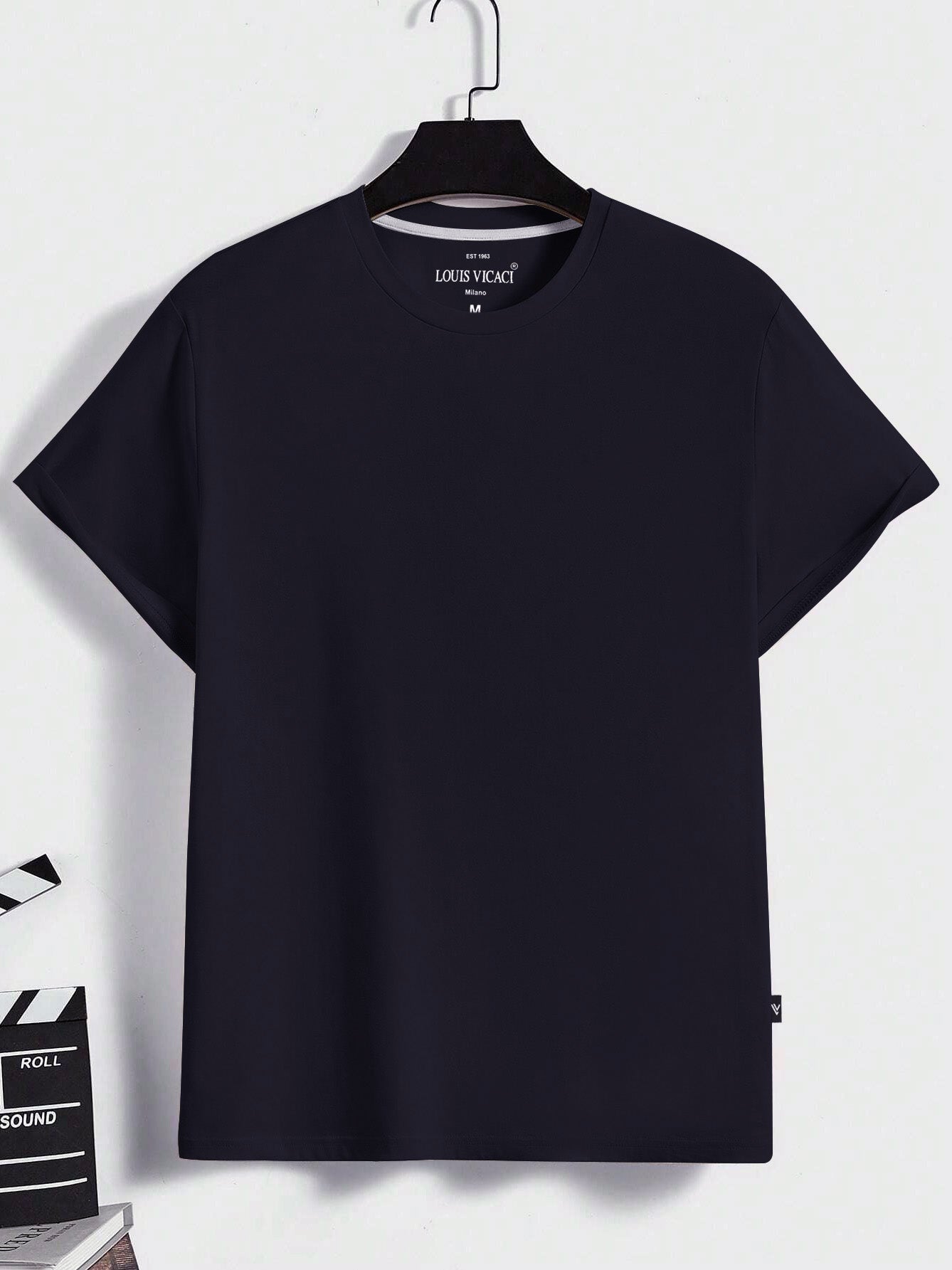Louis Vicaci Summer Lycra T Shirt For Men-Light Navy-BR13561