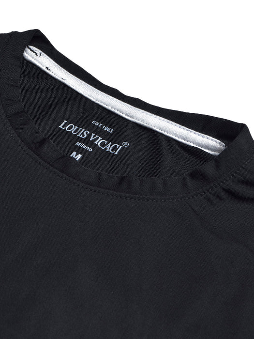Louis Vicaci Summer Lycra T Shirt For Men-Black-BR13561