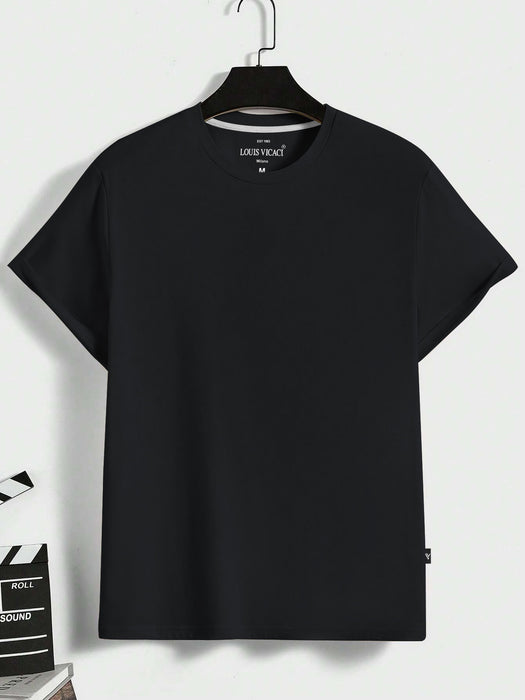 Louis Vicaci Summer Lycra T Shirt For Men-Black-BR13561