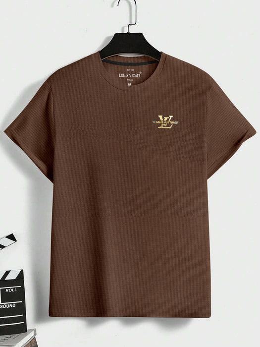 Louis Vicaci Summer Lycra T Shirt For Men-Brown-BR13558