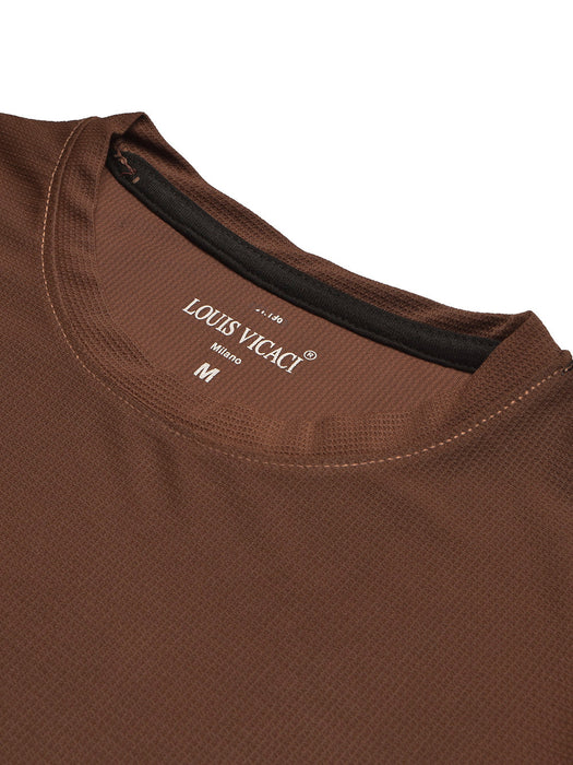 Louis Vicaci Summer Lycra T Shirt For Men-Brown-BR13558