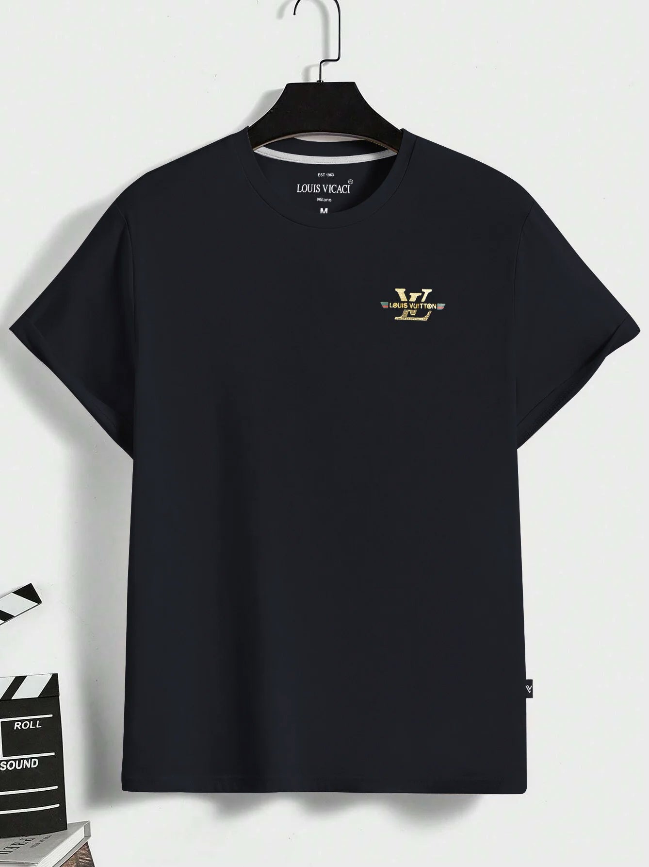 Louis Vicaci Summer Lycra T Shirt For Men-Dark Navy-BR15632