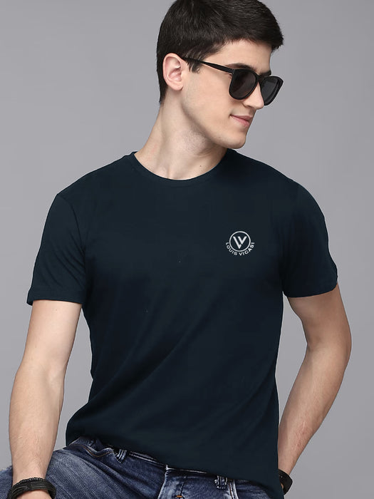 Louis Vicaci 4 Side Lycra Summer T Shirt For Men-Prussian Blue-BR13283