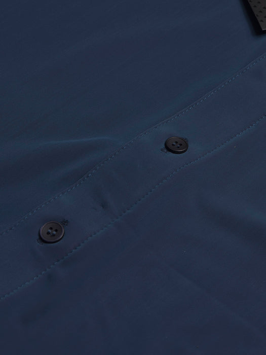 Louis Vicaci Super Stretchy Slim Fit Long Sleeve Summer Formal Casual Shirt For Men-Dark Blue-BR13564