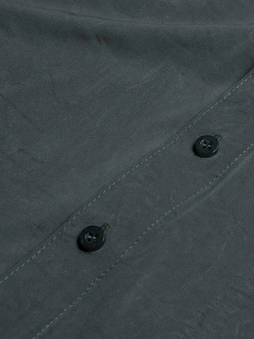 Louis Vicaci Super Stretchy Slim Fit Long Sleeve Summer Formal Casual Shirt For Men-Dark Cadet Blue-BR13565