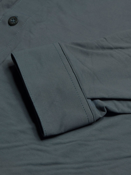 Louis Vicaci Super Stretchy Slim Fit Long Sleeve Summer Formal Casual Shirt For Men-Slate Blue-BR13567