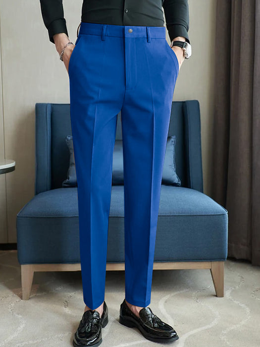 Louis Vicaci Interlock Stretchy Slim Fit Lycra Pent For Men-Blue-BR13258