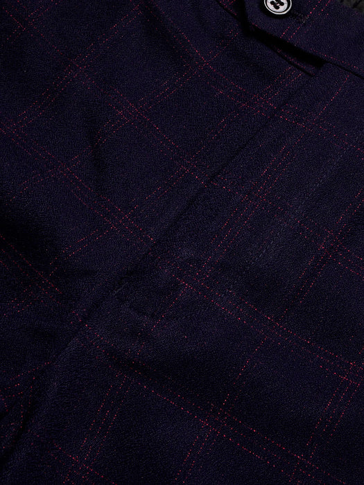 Louis Vicaci Slim Fit Dress Denim Pent For Men-Dark Blue with Check-BE790/BR13037