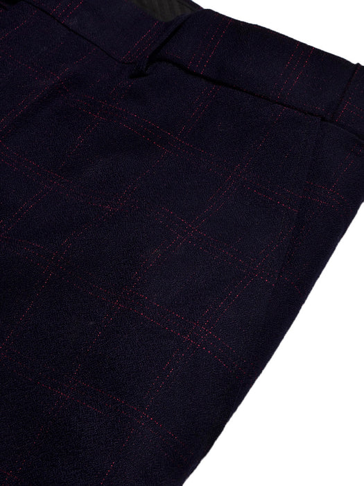 Louis Vicaci Slim Fit Dress Pent For Men-Dark Blue with Red Check-BR13037