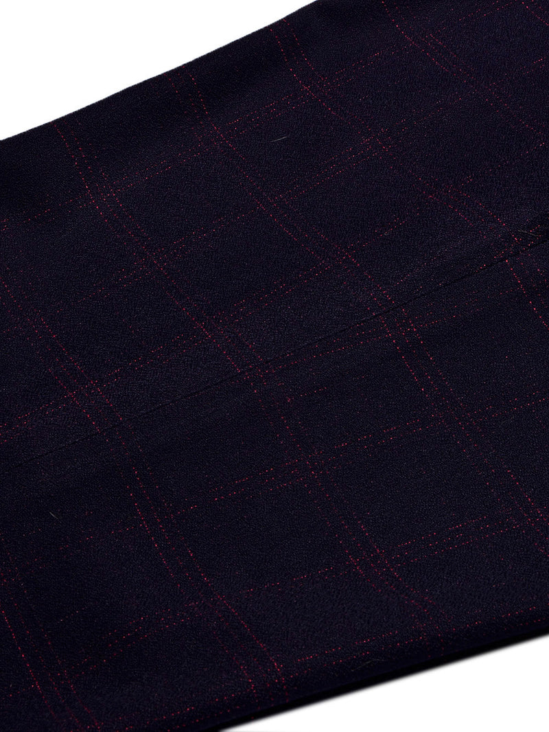 Louis Vicaci Slim Fit Dress Denim Pent For Men-Dark Blue with Check-BE790/BR13037