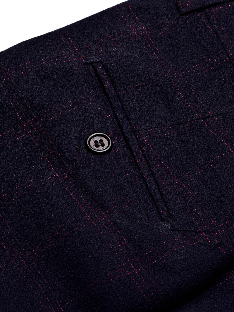 Louis Vicaci Slim Fit Dress Denim Pent For Men-Dark Blue with Check-BE790/BR13037